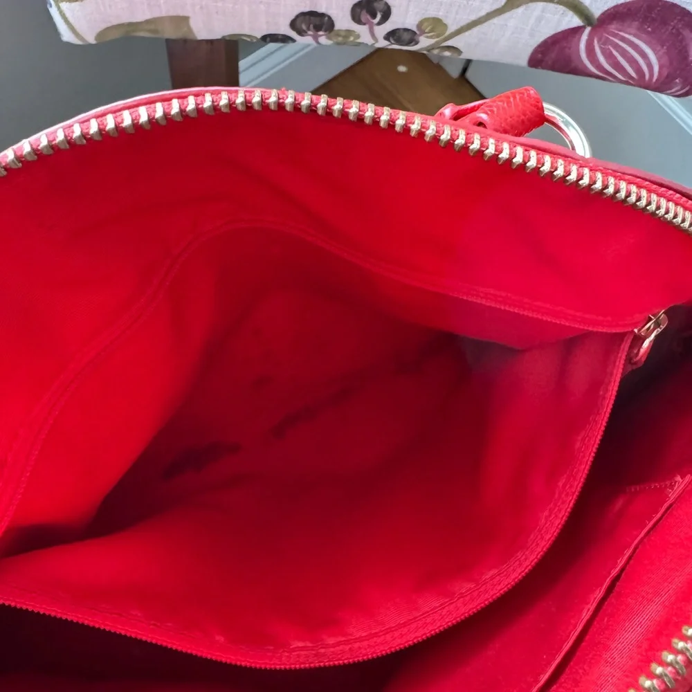 Coach Red Leather Dome Satchel with Gold Hardware